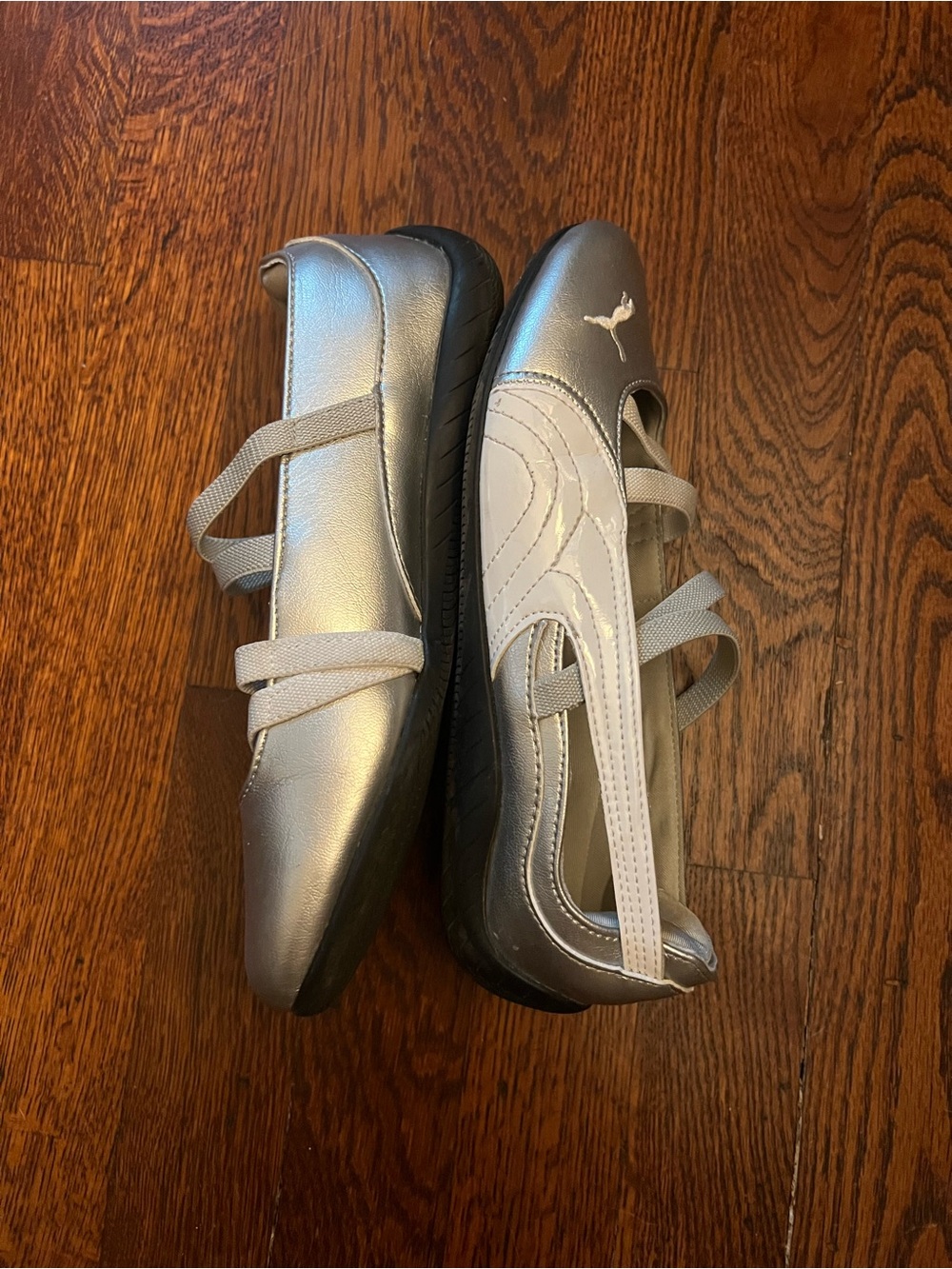 Puma Metallic Silver Slip-On Ballet Flats - Picture 2 of 5